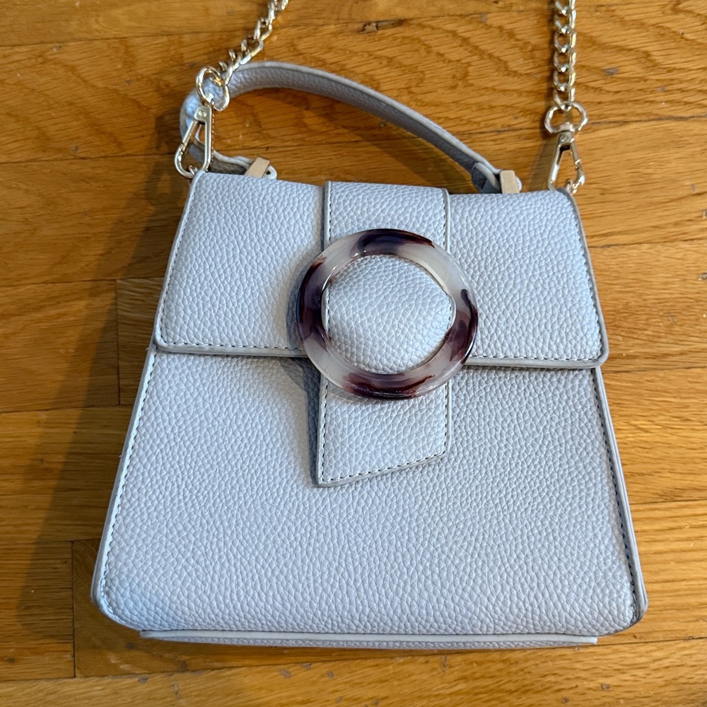 Beige Crossbody Handbag with Chain Strap